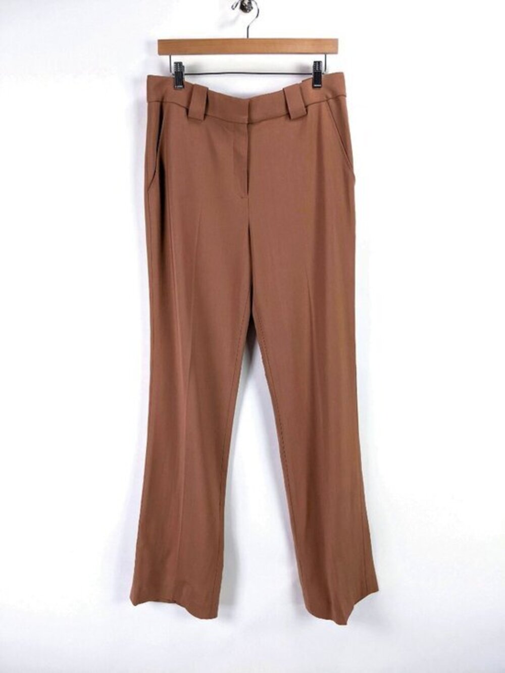 NWT - A.L.C. Flat Front Straight Leg Trousers Minimal Chic Tan Brown Size 8